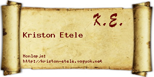 Kriston Etele névjegykártya